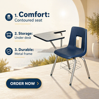 Chaise Polyvalente d'Amphithéâtre pour Étudiants, Pliante en Plastique, Chaise de Formation Moderne, Bureau et Chaise d'École pour 2 Ans