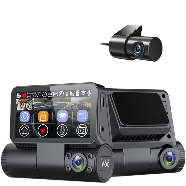 Front 4k Inside1k Rear1k Build in Gps Adas Driving Assistance Three Cameras 170° Wide Angle Loop Recording App Control Dashcam