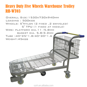 RH-WTSS 900*600*870 मिमी 304 उच्च गुणवत्ता वाले 500 किलोग्राम स्टेनलेस स्टील प्लेटफॉर्म गोदाम ट्रॉली - Product Image 4