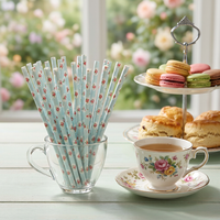 Pailles en papier biodégradables imprimées motif cerises mignonnes pour cocktails d'été, jus et boissons – Vente en gros pour fêtes