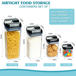 12 Pcs Set ABS Clear <b>Plastic</b> Bpa-Free High Quality Food Boxes <b>Bins</b> with Sealed Cover Airtight Food Storage Containers - Product Image 3