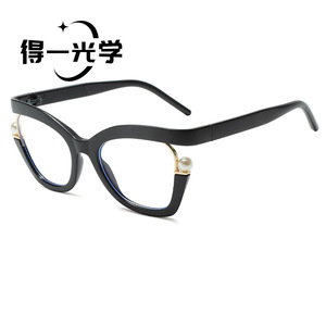 แว่นตา De Yi Optics ทรงแคทอาย ป้องกันแสงสีฟ้า สำหรับผู้หญิง กรอบเต็ม ประดับมุก เลนส์ PC - Product Image 1