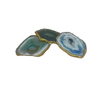 Sous-verre en résine fait main, inspiré de la pierre d'agate naturelle, tons bleu-vert apaisants, design Art Déco, imperméable, élégant, prix de gros