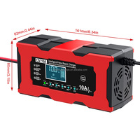 Cargador de Baterías Inteligente Automático de 12V 10A para Autos y Motocicletas con Carga Rápida y Enchufe Estándar Americano