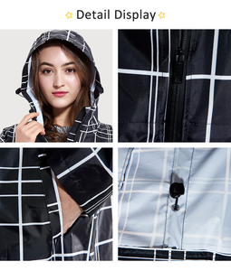 Logo impression noir hommes femmes Polyester réutilisable Durable fermeture éclair longue manteau de pluie imperméable pour sortie voyage - Product Image 4