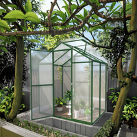 Rumah Kaca Polikarbonat Modern 6x4FT dengan Rangka Aluminium, Mudah Dirakit untuk Kebun Mini Rumah dan Alam