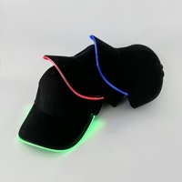 Gorra de béisbol de algodón de moda para hombre, diseño de fibra óptica emisor de luz LED, estilo de lengua de pato curvada para escenario de actuación de Festival