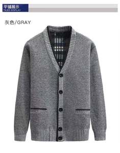 Fall Winter Knitted <strong>Jumpers</strong> <strong>V</strong> <strong>Neck</strong> Cardigan Homme Button Down Plaid Fleece Lined Sweater Jacket for <strong>Men</strong> Father Gifts - Product Image 6