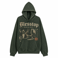 Sweat-shirt à capuche personnalisé BlessTop avec logo, lettres gothiques et graphismes urbains, pull-over pour marques de streetwear vintage