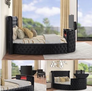 <span class=keywords><strong>Lit</strong></span> rembourré en velours <span class=keywords><strong>de</strong></span> taille Queen King Size personnalisé en usine OEM avec ascenseur <span class=keywords><strong>de</strong></span> télévision intégré et <span class=keywords><strong>lit</strong></span> <span class=keywords><strong>TV</strong></span> marchepied <span class=keywords><strong>de</strong></span> cheminée - Product Image 3