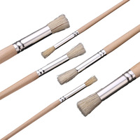 6 pinceaux en bois pour pochoirs, poils naturels purs, pour peinture acrylique, à l'huile et à l'aquarelle
