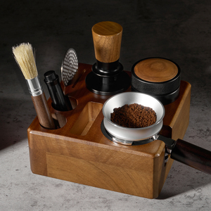 Station de tamping à <span class=keywords><strong>café</strong></span> multifonction en bois BANLEE, support universel carré en bois massif pour tamper de 51/53/58 mm - Product Image 5