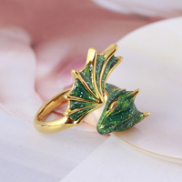 Perhiasan Hadiah untuk Wanita Cincin Jari yang Dapat Disesuaikan Gaya Punk Viking Hewan Ular Cincin Naga Enamel Modis