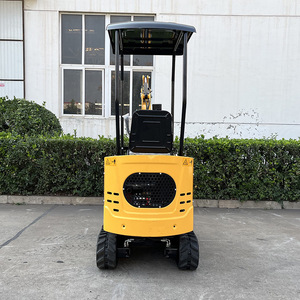 Mini-excavatrice sur roues, jaune, compacte, pour travaux de construction et d'aménagement paysager - Product Image 1