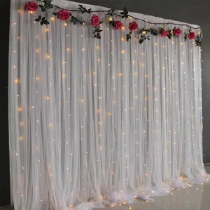 40 + Màu sắc đám cưới vòm draping voan vải xếp nếp lễ trang trí nhiếp ảnh nền Boho Backdrop rèm