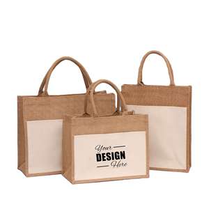 Personalized Burlap Tote <b>Bags</b> with Handles - Blank White & Jute, Water-Resistant, Ideal <b>for</b> Shopping or Bridesmaid Gift - Product Image 1