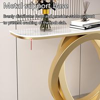 Table console étroite décorative en fer moderne avec plateau en dalle de roche 100CM-A, meuble de salon pour entrée et couloir de villa