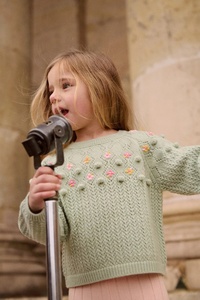 Oem ODM cung cấp trẻ em mùa đông dệt kim cotton thân thiện với môi chống Đóng cọc hoa mẫu áo thun Rỗng ra áo len thêu - Product Image 3