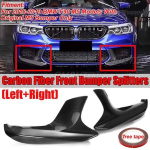 คาร์บอนไฟเบอร์แท้ใหม่ 2x F90 M5 ชุดแต่งกันชนหน้า สปอยเลอร์ ดิฟฟิวเซอร์ ป้องกันการกระแทก สำหรับ BMW F90 M5 ปี 2018 2019 - Product Image 1