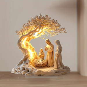KOMI Figurine de la Sainte Famille de 7,9 pouces, Décoration de bureau, Arbre de Vie de la Nativité, Jésus Nouveau-né, Artisanat de table, Cadeau MC25090514 KOMI 7,9 pouces H - Product Image 3