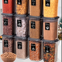 Ensemble de contenants de rangement modernes en plastique PP carré de 1,3 L, écologiques, pour l'organisation de la cuisine et du garde-manger, empilables, pour le stockage des aliments