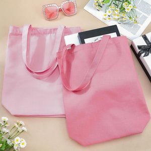 Sac à main en coton biologique rose calico de petite taille, imprimé sérigraphié, vente en gros - Product Image 2