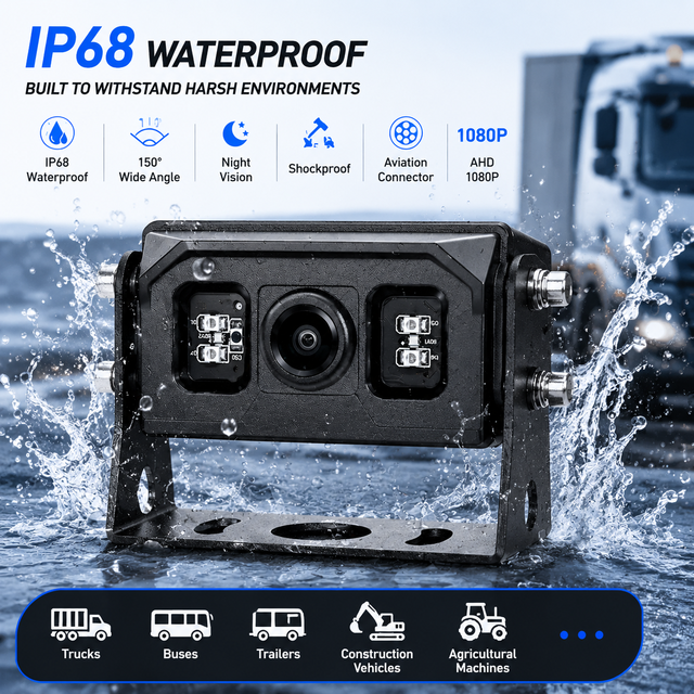 HD 1080P IP68 Waterproof Vehicle Camera | Wide Angle Night Vision Camera for Truck Bus Trailer
