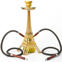 Vente chaude Paris Tour Narguilé Shisha 2 Tuyaux Sheesha Huka Narguile Portable Mini Shisha Narguilé Double Tuyaux
