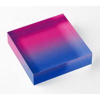 Bloc de plaque d'affichage de code QR en verre acrylique transparent 4x4 avec code QR à l'intérieur