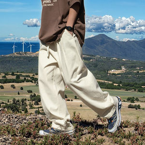 Pantalon de travail décontracté pour homme, coupe droite, en coton de montagne délavé, tissu épais, taille mi-haute, modèle 2026 - Product Image 3