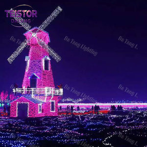 Décoration de Noël extérieure lumineuse à motif moulin à vent LED, affichage de roue éolienne illuminée - Product Image 6