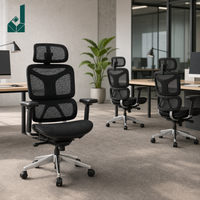 Chaise de bureau ergonomique respirante en maille avec appui-tête réglable 4D, accoudoirs réglables 5D, support lombaire en acier inoxydable