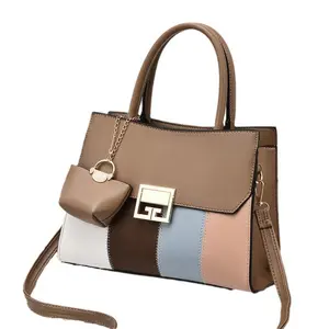 New Fashion Women Handbags PU Contrasting Colors Ladies One Shoulder Crossbody Bag Female Versatile Mum Bag With Small Bag