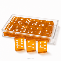 Lot de dominos en acrylique transparent ambre orange, 28 pièces, personnalisable avec logo, pour jeu de table de Thanksgiving
