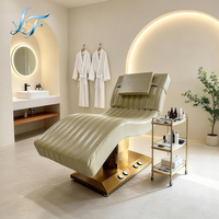 Table de massage électrique de luxe moderne dorée pour salon de beauté, 2 moteurs, pour soins du visage, spa et extensions de cils