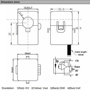 QNHCK2-16 פלט 2.5 ± 2v קלט ± 10a ± 20a ± 20a ± 50a ± 100a dc אולם dc מתמר מהדק הנוכחי - Product Image 4
