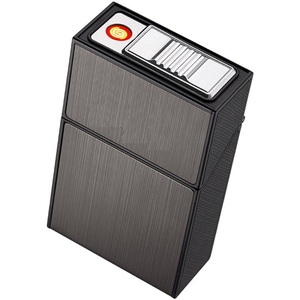 Logo personnalisé étanche briquet électronique créatif en alliage de zinc 20 pièces étui à cigarettes boîte avec briquet USB - Product Image 1