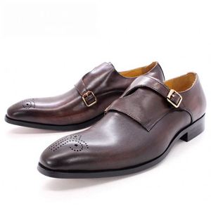 รองเท้าหนังสีดำแบบทางการสำหรับผู้ชาย รองเท้าลำลองผู้ชายแบบผูกเชือกสไตล์มอนก์ รองเท้าแฟชั่นสำหรับงานปาร์ตี้ - Product Image 2