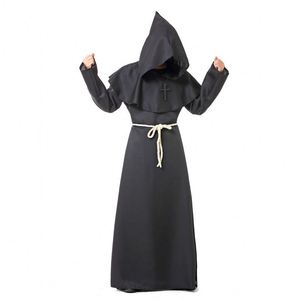 Robe longue à capuche de moine médiéval Renaissance, costume de frère, chevalier, sorcier, diable, cape - Product Image 5
