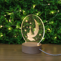 Lampe 3D personnalisée USB Laser Acrylique Lumière gravée Lampe à LED Lampe de bureau en bois Veilleuse pour bébé