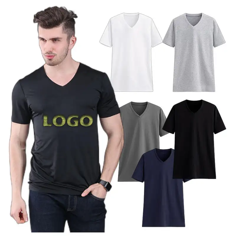 Camiseta de algodão unissex para homens e mulheres, camiseta com decote em V branco para homens e mulheres CT23 personalizada