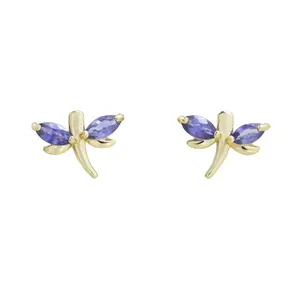 Gemnel New jewelry 925 silver Blue Sapphire Dragonfly Studs gemstone earrings