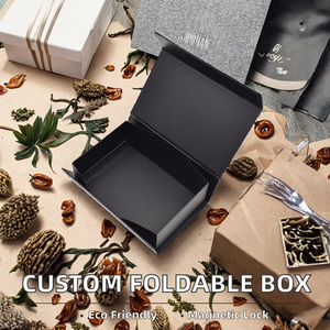 Boîte cadeau rigide magnétique pliable, boîte d'emballage personnalisée avec design rabattable pour bijoux, vêtements, emballage cadeau haut de gamme - Product Image 2