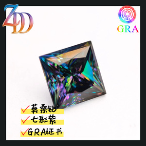 GRA Moissanite Princess Cut Loose Stone Rainbow Purple Synthetic Gemstone For Jewelry Making - Product Image 3