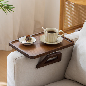 Sofa Tray Wooden Folding Armrest <b>Table</b> <b>Rotatable</b> Tea <b>Coffee</b> Serving Tray For Living Room Couch Use - Product Image 1