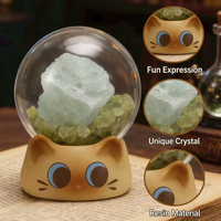 Boîte Mystère en Résine Chat Mignon de Dessin Animé, Design Créatif Boule de Cristal, Lot de 8 Ornements de Bureau, Article Décoratif Cadeau