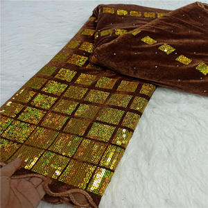 Tissus en dentelle à sequins de haute qualité nigérians, dentelle douce pour robes de mariée et de soirée - Product Image 1