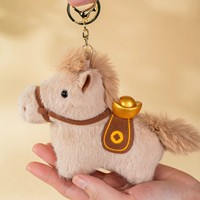 Nouveau Pendentif Mascotte Cheval du Zodiaque 2026 en Peluche, Porte-clés Cheval Lingot de Dunhuang en Peluche, Jouet Cadeau Mignon pour Enfants