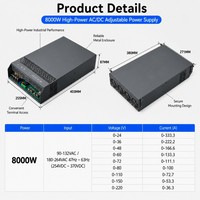 Alimentation à découpage réglable 8000W avec contrôle unique PFC 24V 36V 48V 60V 72V 80V 110V 150V 220V