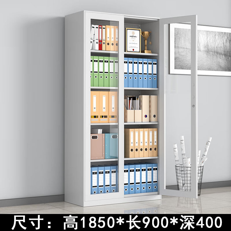 Classeur avec vitrine ouverte (gris et blanc)